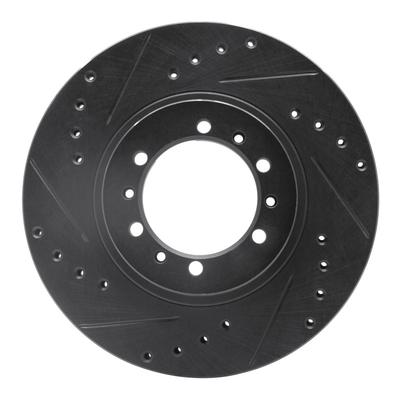 Mitsubishi Montero Sport Brake Rotor (1) - Front Left - R1 Concepts - Drilled & Slotted - Black - `90-`04